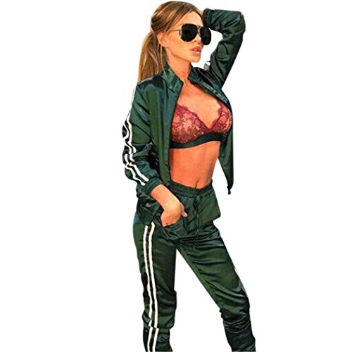 Women s stylish long sleeve slim fit jacket and pants tracksuit s…