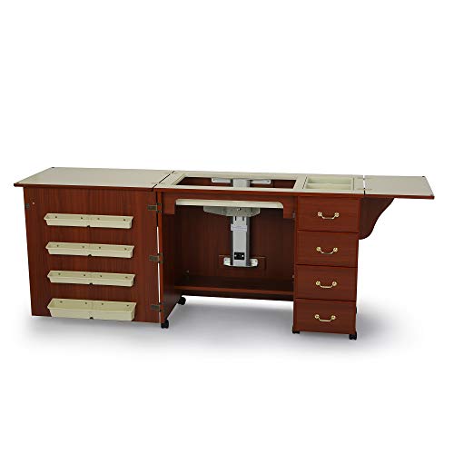 Arrow 352 Norma Jean Sewing Cabinet for Sturdy Sewing, Cutting, Quilting, and Crafting with Storage and Airlift, Cherry Finish