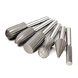 Drillpro 6pcs Double Cut Cylinder Tungsten Carbide Rotary File Cutter Bit 6mm Shank Tungsten Engraving Grinding Bit for Rotary Tools