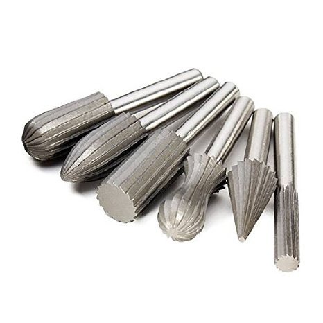 Drillpro 6pcs Double Cut Cylinder Tungsten Carbide Rotary File Cutter Bit 6mm Shank Tungsten Engraving Grinding Bit for Rotary Tools