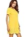 SheIn Women's Crew Neck Short Sleeve Hollow Shift Dress Medium Yellow