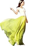 Collager Womens Blending Chiffon Retro Long Maxi Skirt Vintage Dress