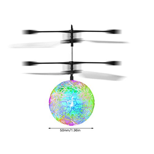 RC Flying Ball, RC Infrared Induction Helicopter Ball Built-in Shinning LED Lighting Colorful Flying for Kid's Toy (green) - Thumbnail 7
