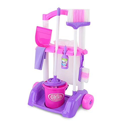 Kids Mop Set Toys,Children Cleaning Tools Set Pretend Play Set 8PCS Housekeeping Broom, Mop,Organizing Stand