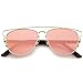 zeroUV - Technologic Full Metal Crossbar Flash Mirror Flat Lens Aviator Sunglasses 54mm (Gold / Pink Mirror)