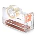 Zodaca Acrylic & Rose Gold Tape Dispenser, Deluxe Clear Office Desktop Tape Dispenser with One Tape [Medium Size] for Tape Below 3/4