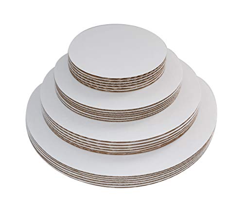 24 Round Cake Boards - 6 Each (6, 8, 10, 12 Inch) - White Cardboard Cake Circles/Bases