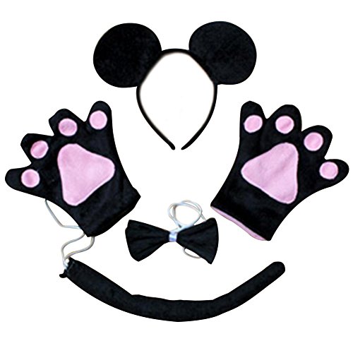TopTie Set of 4 PCS Headband, Ears Bow Tie Gloves Tail Party Hair Accessory-Mickey Mouse