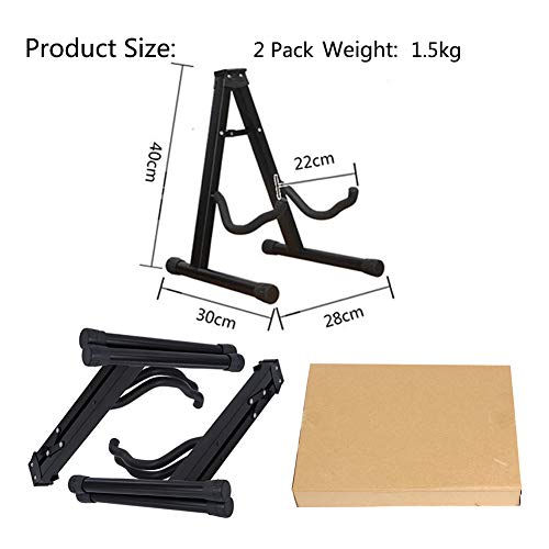 Spiritlele 2 Pack Folding Guitar Stand Set Fits Acoustic, Classical, Electric, Bass Guitars, Mandolins, Banjos, Ukuleles and Other Stringed Instruments - Black