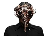 Metallic Steampunk Plague Doctor LED Light Up Mask w/Goggles