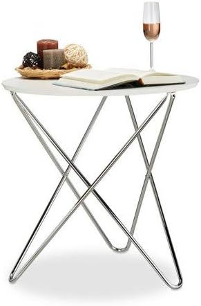 Relaxdays Beistelltisch Rund Couchtisch Holz Mit Geschwungenen Metallbeinen Wohnzimmertisch Klein Hxbxt 59x60x60 Cm Weiss Amazon De Kuche Haushalt