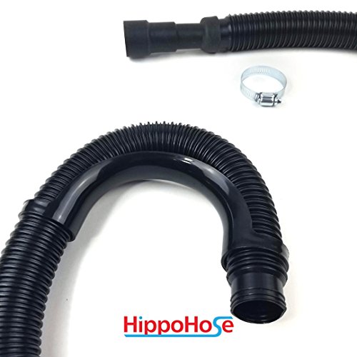 Washing Machine Drain Discharge Hose - 6 ft Flexible Corrugated Plastic with Universal Connection for 1", 1 1/8" and 1 1/4" Stub Outlets Includes Hose Clamp and Saddle Hook