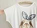 DQdq Women's Summer T-Shirt Bat-Wing Short Sleeve Rabbit Print Top Small White
