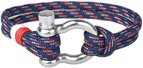 Horseshoe Buckle Bracelet Polyester Cord Chain Bangles Screw Anchor Shackles Bracelet men Jewelry
