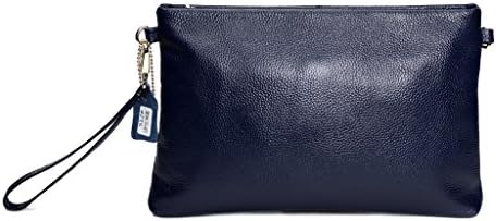 Jusian Women's Real Leather Clutch Purse Crossbody Wallet with Shoulder Strap and Wrist Strap Blue