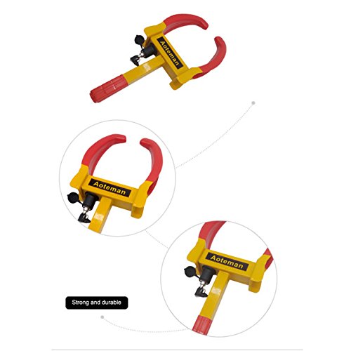 Wheel Locks Adjustable Locking Wheel Boot Clamp - A3 Steel Anti-theft Wheel Lock - Atomic + Plum Lock Cylinder for Car Boat Trailer And More From Theft (5.3 pounds)