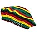 TAM Beret Hand Crochet Knit Slouchy Dread Rasta Reggae Hat with Stripes Black