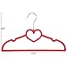 Ollieroo Children Size Flocked Velvet Kids Hangers Super Slim No Slip Non Wrinkle with U Notch Shoulder (30PK HeartShaped Pink)