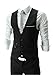 QinYing Suit Vest, V-Neck Sleeveless Slim Fit Jacket Men Business Waistcoat