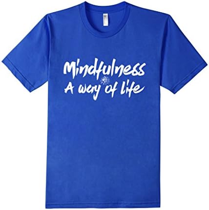 Men's Mindfulness A Way of Life Brushstrokes Flower T-Shirt Medium Royal Blue