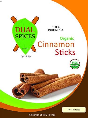 Dualspices USDA Certified Organic Cinnamon Sticks (2lb) - 100 to 150 Sticks 2.75" premium quality- Perfect for Baking, Cooking & Beverages- 100% Raw From INDONESIA - Thumbnail 2