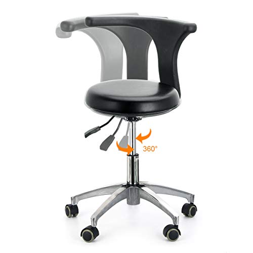 AZDENT Ergonomic Medical Doctor Stool Dentist Swivel Rolling Chair with Back Foot Rest Adjustable Dentist Stool Dental Clinic Spa Massage Salon