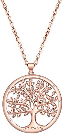 Sterling Silver CZ Crystal Tree of Life Necklace Family Jewelry Gift for Women Mom Wife