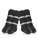 Petacc Dog Shoes Waterproof Dog Boots Anti-slip Snow Boots Warm Paw Protector for Dog in Winter Size S with Black