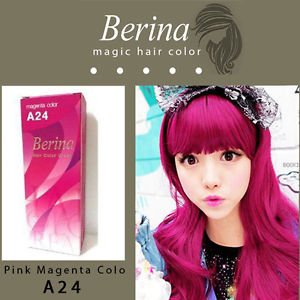 6 X Berina A24 Magenta Hair Color Permanent Cream Hair Dye Colors