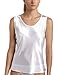 Women’s Satin Charmeuse Tailored Tanktop camisole, White, Large