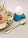 Silicone Egg Cups and Stainless Steel Demitasse Egg Spoons Set of 4 in Sky Blue