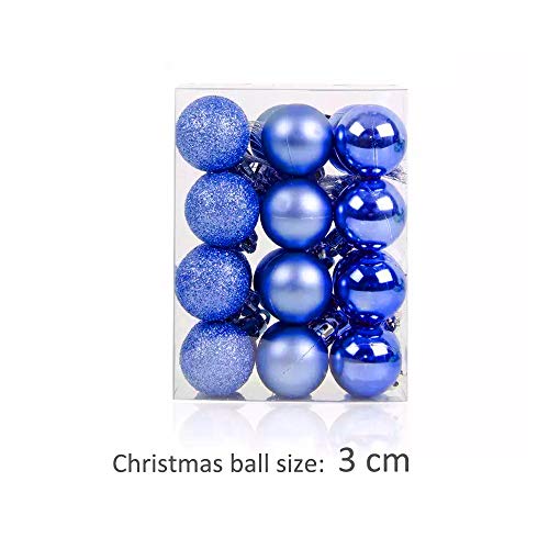 TangTanger Christmas Ball Assorted Pendant Shatterproof Ball Ornament Set Seasonal Holiday Wedding Party Decorations(24 pcs, 3 cm) (Royal Blue)