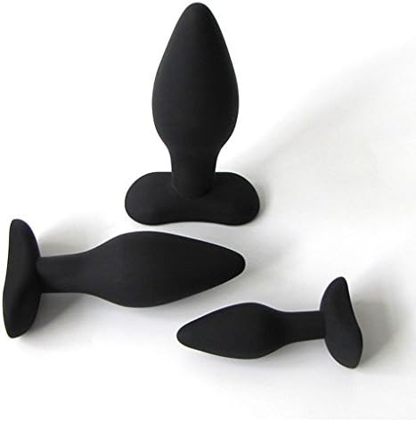 PP2WO 3 Pack/Size Silicone Cone Shape An-al butt Plug Trainer Set for Men Women- Black