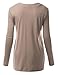 TWINTH Womens Long Sleeve V-Neck T-Shirts Medium Weight Side Slit Top