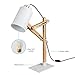 tomons DL1005US-W Led Desk Lamp Wooden Multi-Angle Swing Arm Designer Table Office, White