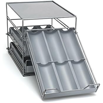 Lipper International 8720 Three-Tier Tilt Down Kitchen and Cooking Spice Drawer, Silver/Gray