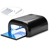 MelodySusie 36W UV Nail Dryer - UV Lamp Light for Any UV gel polish, with Sliding Tray & Timer Setting + 4 x 9W UV Lamp + Free Extra One Bulb - Black