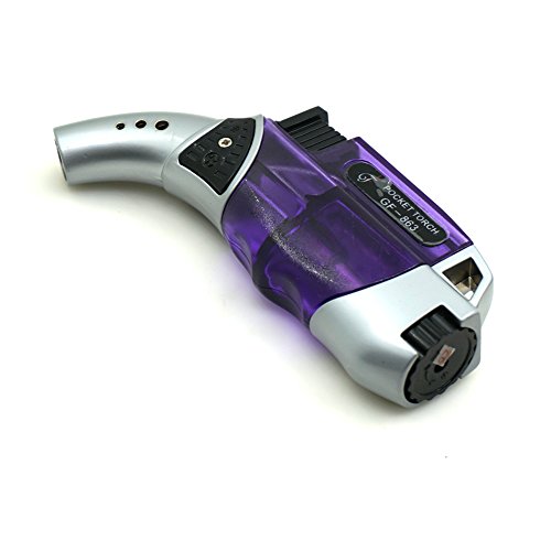 GuangFa Handheld Mini 863 Butane Torch Windproof Refillable Gas Steel Adjustable Flame 1300°C/2500°F for Kitchen Cooking Cigar Light BBQ Welding … (Purple) - Thumbnail 2