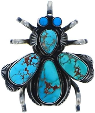 Sterling Silver 925 Carico Lake Turquoise Multi Stone Insect Pin Pin