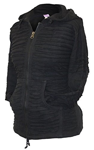 Women Slashed Razor Cut Hoodie [L,Black]