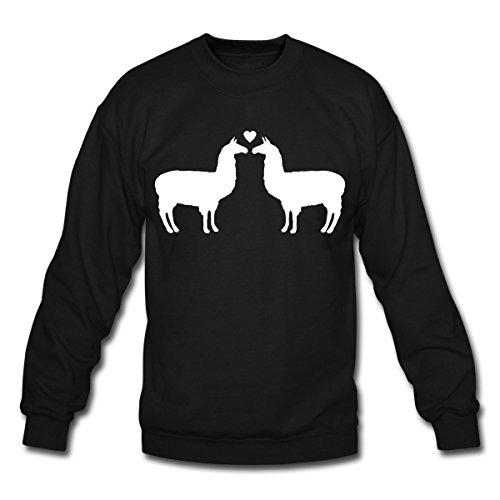 Spreadshirt Twaimz Llama Heart Crewneck Sweatshirt, M, Black