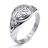 Elfasio Womens Girls Stainless Steel Ring Band Celtic Knot Silver Tone Fashion Jewelry Size 6