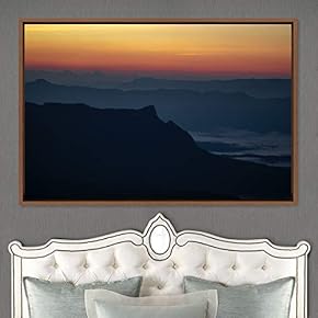 signwin Framed Canvas Wall Art Orange Sunset Abstract...