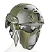 Jadedragon PJ Tactical Fast Helmet & Protect Ear Foldable Double Straps Half Face Mesh Mask & Goggle(Green)