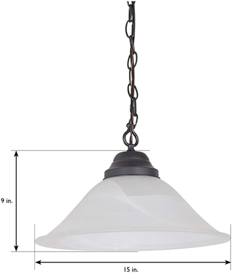 Design House 517664 Millbridge Traditional 1 Indoor Hanging Swag Light with Alabaster Glass Shade for Living Dining Room Bar Area, Oil Rubbed Bronze - Ceiling Pendant Fixtures - 