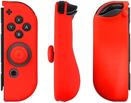 Junya Joy-Con Gel Guards with Thumb Grip Caps, Protective Skin Anti-Slip Lightweight Comfort for Nintendo Switch(Red)