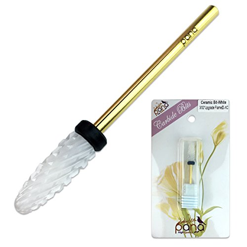 Beauticom (Grit: XC - EXTRA COARSE)Professional USA Ceramic White Flame Cone Shaped Bit Nail Drill 3/32" Shank Size