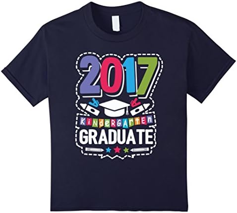 Kids Kindergarten Graduation 2017 Shirt Graduate Kids Gifts Tee 6 Navy