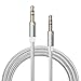 Cone® 6.6 Ft Nylon Audio Cable ,3.5mm Aux Cord , Auxiliary / Aux Cable for Car / home Stereo ,Beats Headphone,iphone,Computer,Speaker,MP3 Players ( Silver )