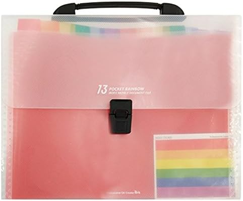 13 Pocket Expanding File Folder Portable Cute Rainbow A4 Document Organizer Accordian Office Classification Letter Folders